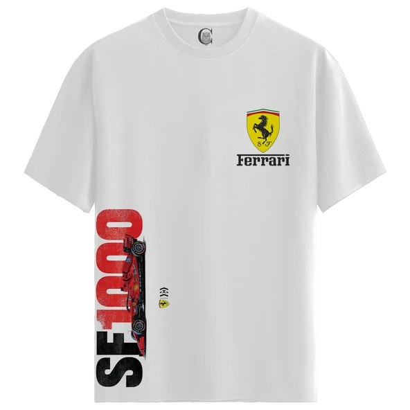 Ferrari SF1000 Legacy – %100 Pamuklu Kadın Beyaz Tişört – Premium Quality