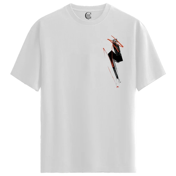 Fragmented Flow - %100 Pamuklu Erkek Beyaz Tişört - Premium Quality ürün görseli