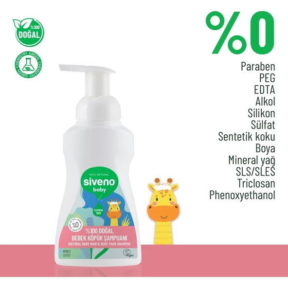%100 Doğal Bebek Köpük Şampuanı Yenidoğan Saç ve Vücut İçin Nemlendirici Bitkisel Vegan 250 ml - 3