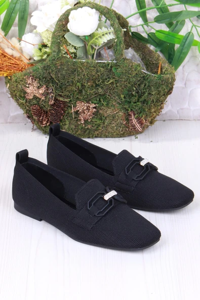 Fort 128-117 Fls Toka Detaylı Taş Detaylı Triko Kadın Babet - Resim 3