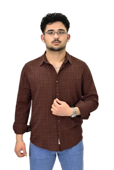 Erkek Spor Silim Fit Uzun Kol Gömlek G5005 BGL-ST04494 - Resim 3