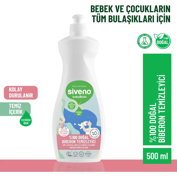 %100 Doğal Emzik ve Biberon Temizleyicisi Bitkisel Elde Bulaşık Sabunu Nemlendirici Vegan 500 ml