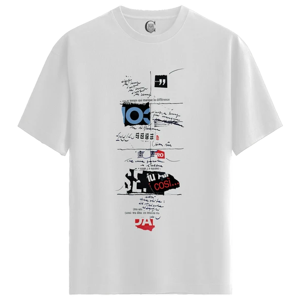 Mixed Signals - %100 Pamuklu Erkek Beyaz Tişört - Premium Quality ürün görseli 1