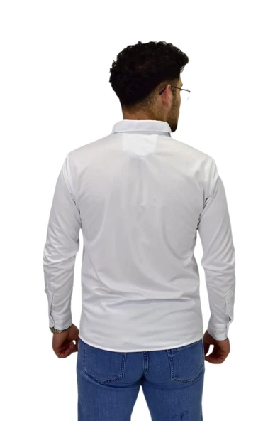 Erkek Spor Silim Fit Uzun Kol Gömlek BGL-ST04483 - Resim 9