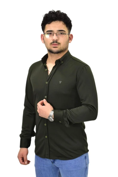 Erkek Spor Silim Fit Uzun Kol Gömlek BGL-ST04484 - Resim 7