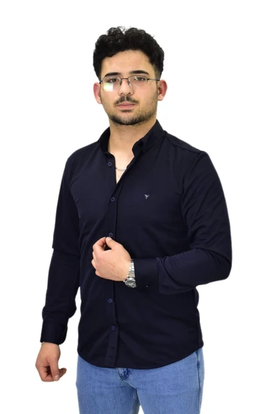 Erkek Spor Silim Fit Uzun Kol Gömlek BGL-ST04484 - Resim 5