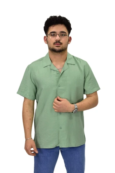 Erkek Spor Silim Fit Kısa Kol Gömlek G5031 BGL-ST04497 - Resim 3