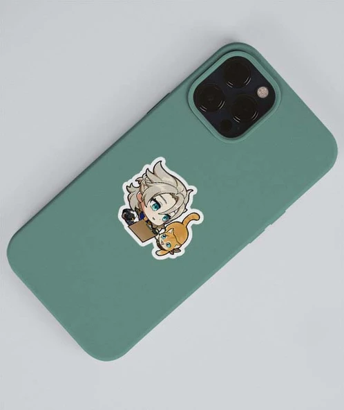 Genshin-Albedo 2 Li Sticker Set Parlak Kağıt-Monstat-Genshin impact-oyun süsleme - 4