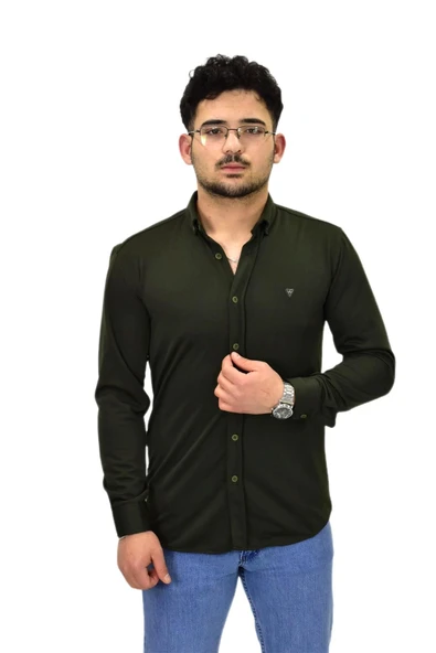 Erkek Spor Silim Fit Uzun Kol Gömlek BGL-ST04484 - Resim 4