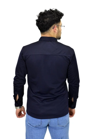 Erkek Spor Silim Fit Uzun Kol Gömlek BGL-ST04484 - Resim 11