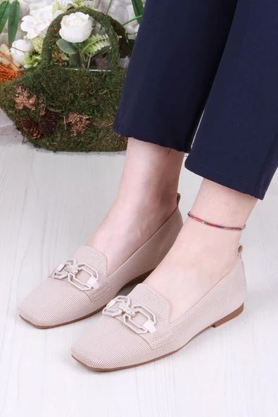 Fort 128-117 Fls Toka Detaylı Taş Detaylı Triko Kadın Babet - Resim 6