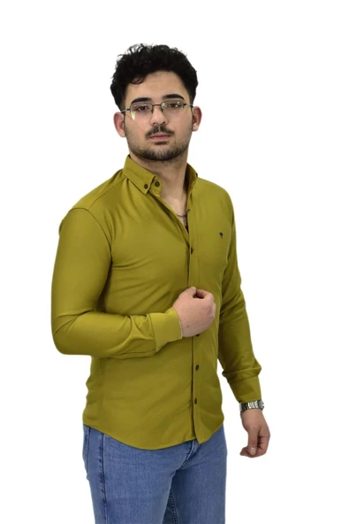 Erkek Spor Silim Fit Uzun Kol Gömlek BGL-ST04482 - Resim 4