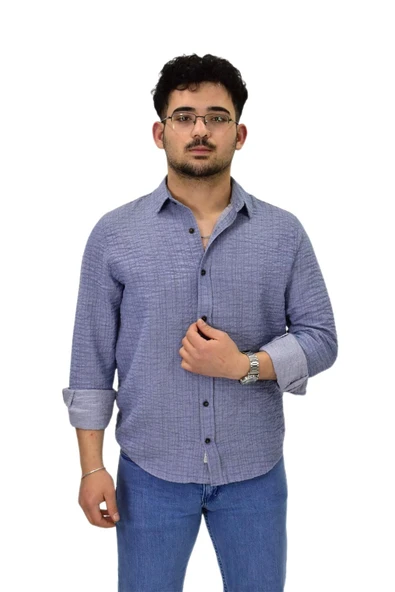 Erkek Spor Silim Fit Uzun Kol Gömlek G5011 BGL-ST04495 - Resim 4