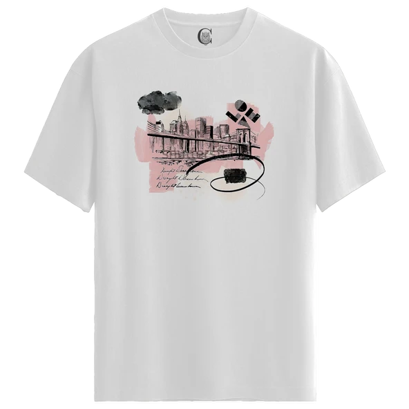 Urban Echo - %100 Pamuklu Erkek Beyaz Tişört - Premium Quality ürün görseli 1