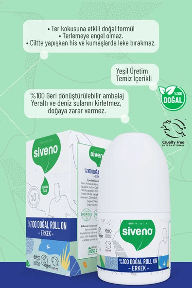 %100 Doğal Roll-on Erkek Deodorant Ter Kokusu Önleyici Bitkisel Leke Bırakmayan Vegan 50 ml - 7