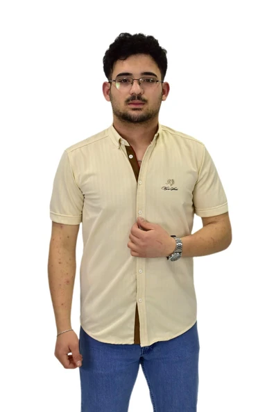 Erkek Spor Silim Fit Kısa Kol Gömlek BGL-ST04481 - Resim 2