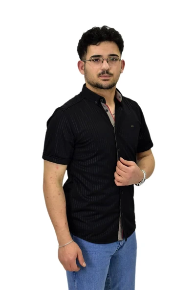 Erkek Spor Silim Fit Kısa Kol Gömlek BGL-ST04480 - Resim 10