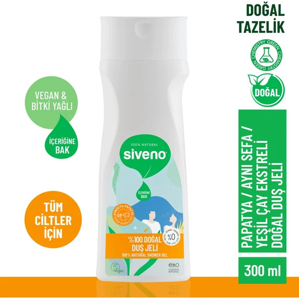 %100 Doğal Duş Jeli Sebum Dengeleyici Rahatlatıcı Aynısefa Papatya Yeşilçay Vegan 300 ml