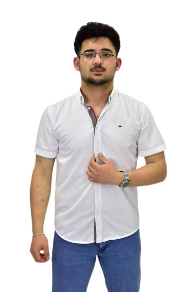 Erkek Spor Silim Fit Kısa Kol Gömlek BGL-ST04480 - Resim 2