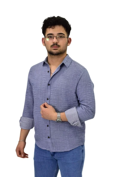 Erkek Spor Silim Fit Uzun Kol Gömlek G5011 BGL-ST04495 - Resim 12