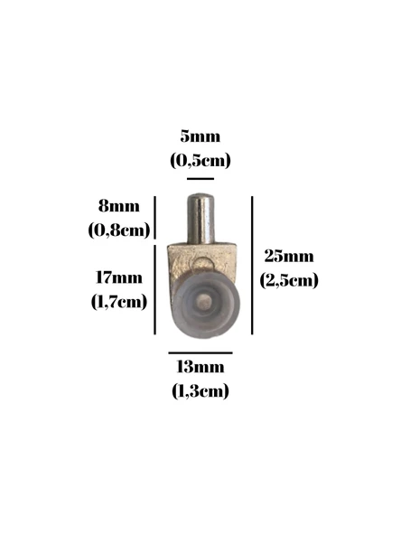 Metal Vakumlu 5mm Geçme Raf Pimi Vantuzlu Dolap Raf Altı Pimi(VANTUZLU)(METAL) Krom KROM - 16 ADET - 3