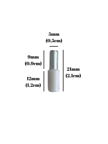Metal Beyaz 5mm Geçme Raf Pimi Dolap Raf Altı Pimi(METAL)(BEYAZ) Beyaz BEYAZ - 20 ADET - 3