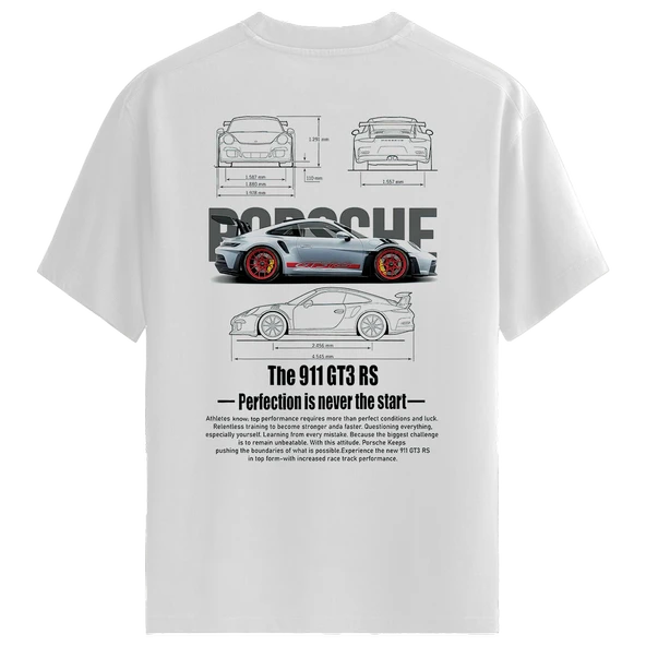 Porsche GT3 RS v1 – %100 Pamuklu Erkek Beyaz Tişört – Premium Quality ürün görseli 1