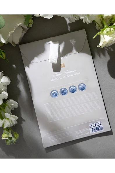 Beyaz Çiçekler Kokulu Kese - Resim 2