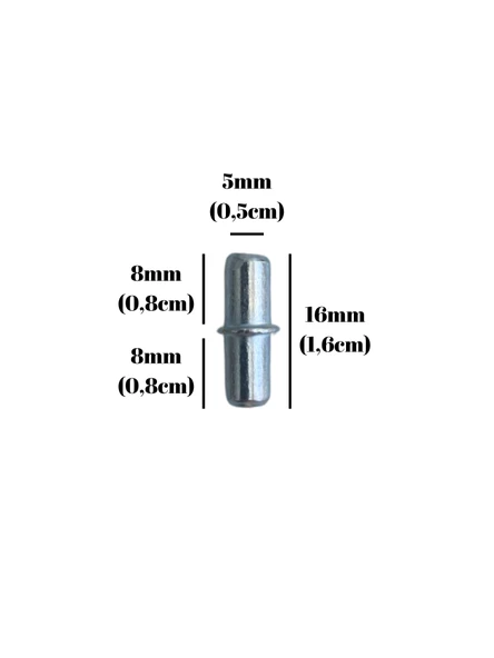 Metal Çift Taraflı 5mm Geçme Raf Pimi Dolap Raf Altı Pimi(METAL) Krom KROM - 4 ADET - 3