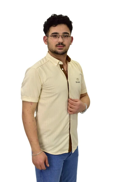 Erkek Spor Silim Fit Kısa Kol Gömlek BGL-ST04481 - Resim 9
