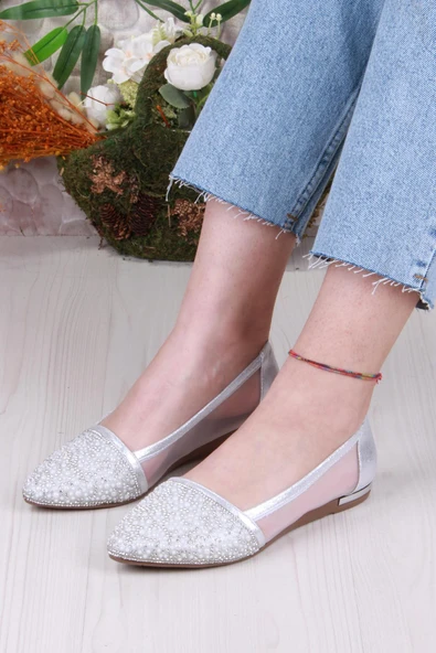 Fort 8567 Bocuklu Taşlı Yanları Tül Dügün Babeti Kadın Babet - Resim 6