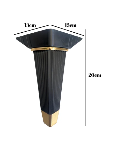 Irem Siyah Altın 20 cm Plastik Ayak Mobilya Masa ve Dolap Ayağı(20cm)(SİYAH - ALTIN) Siyah 20cm 20cm - 2 ADET - 5