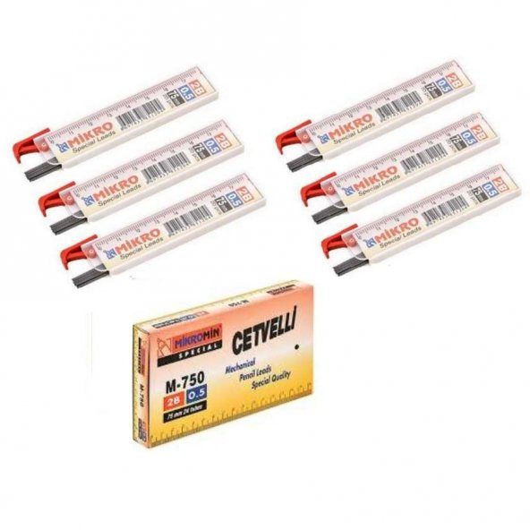 Min 0.5 Mm Cetvelli Kalem Ucu 75 Mm Mikro Uç 6 Adet