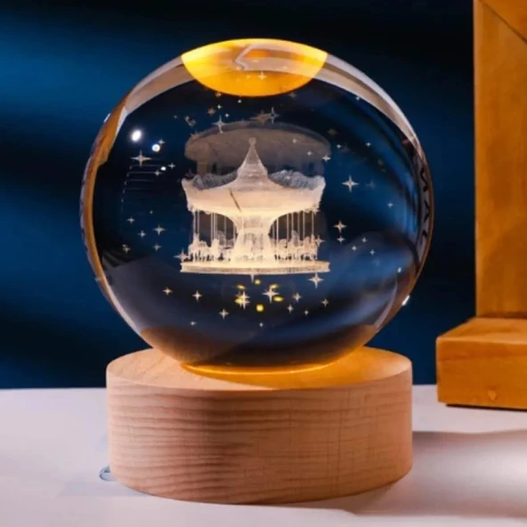 Atlı Karınca Tasarım Işıklı Cam Küre ürün görseli