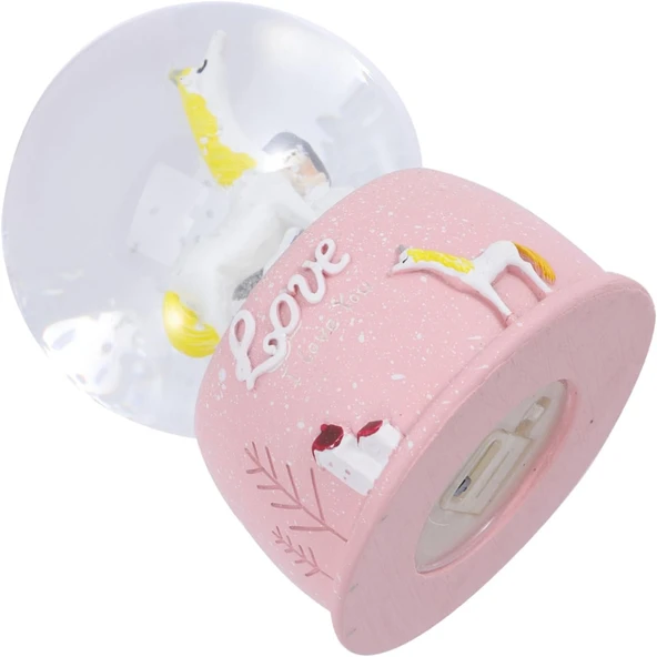 Mini Işıklı Sevimli Atlı Kız Kar Küresi - 3