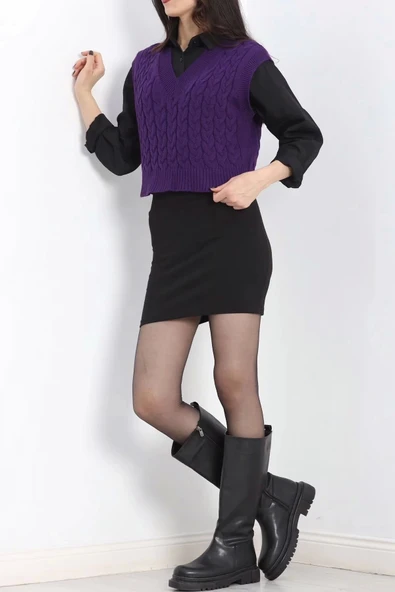 Örgü desen ve yaka süveter - 4