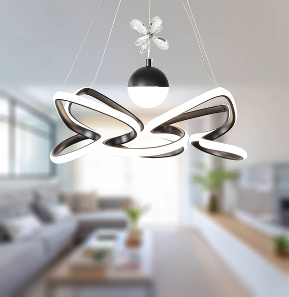 TT Aydınlatma TT331-TPL-SY  Mat Siyah Tek Toplu 3 Renk Modüllü Ledli Avize - Resim 3