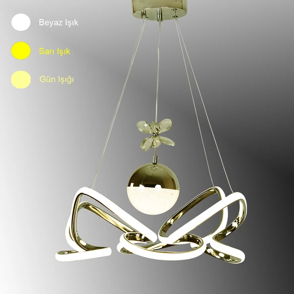 TT Aydınlatma TT331-TPL-SR  Gold Kaplama Tek Toplu 3 Renk Modüllü Ledli Avize ürün görseli 1