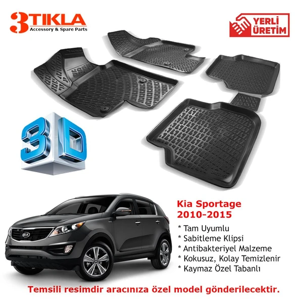 Kia Sportage 2010-2015 Premium 3D Havuzlu Paspas Seti