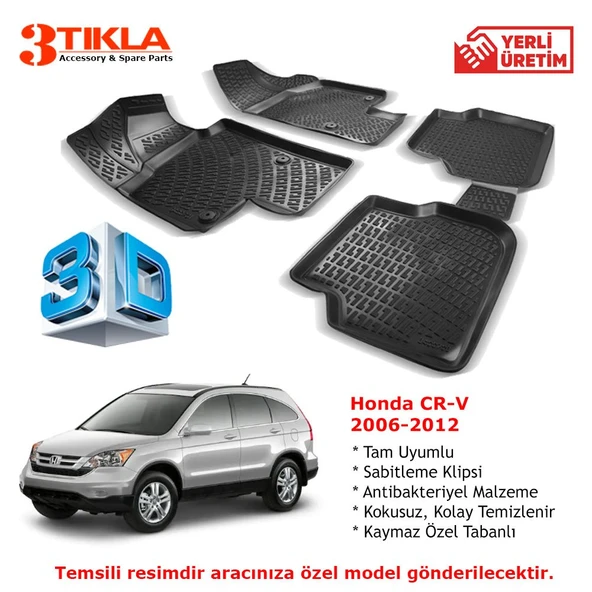 Honda CR-V 2006-2012 Premium 3D Havuzlu Paspas Seti