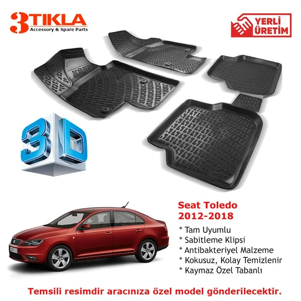 Seat Toledo 2012-2018 Premium 3D Havuzlu Paspas Seti