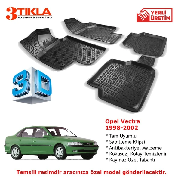 Opel Vectra 1998-2002 Premium 3D Havuzlu Paspas Seti