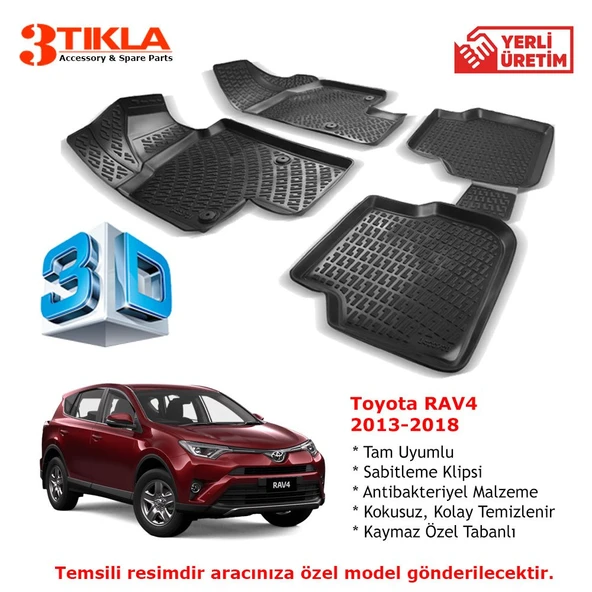 Toyota RAV4 2013-2018 Premium 3D Havuzlu Paspas Seti