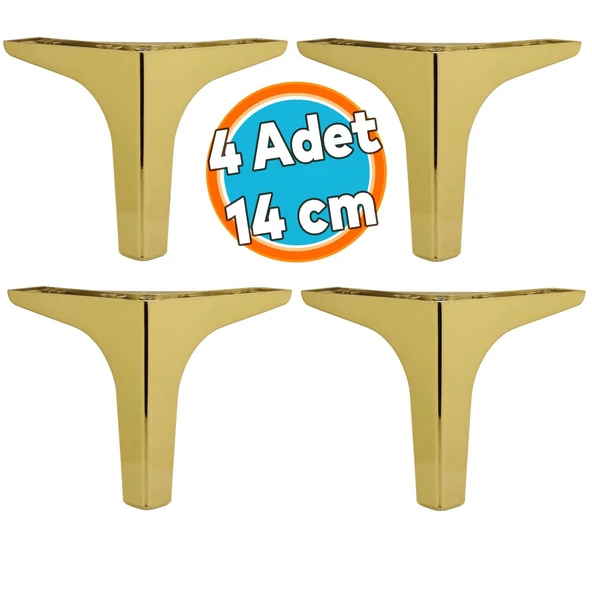 Mobilya Kanepe Sehpa TV Ünitesi Koltuk Ayağı 14 cm Gold Altın Baza Ayak 4 Adet ürün görseli