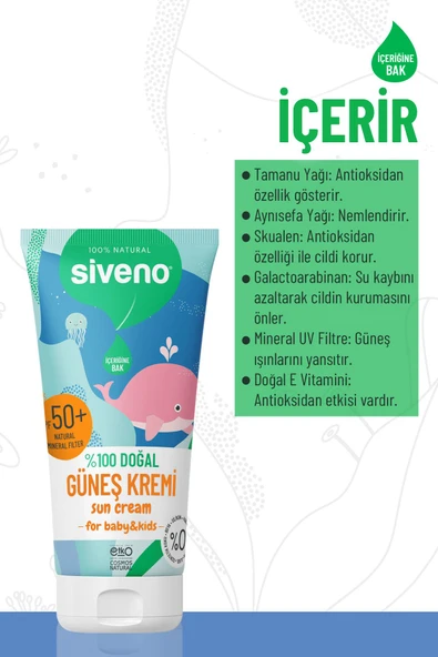 Siveno %100 Doğal Bebek Güneş Kremi- Leke Karşıtı Antioksidan Nemlendirici Bitkisel Vegan Uva Uvb 50spf - 3