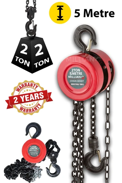 Profesyonel Teknoloji Daflong CR-7700 Zincirli Caraskal Paslanmaz Çelik 2 Ton 5 Metre Ceraskal Vinç