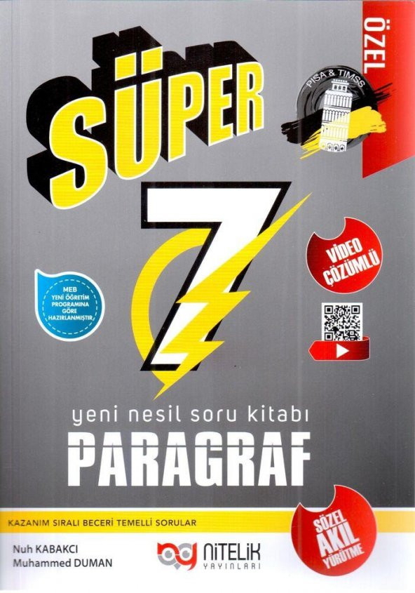 7. Sınıf Paragraf Süper Yeni Nesil Soru Kitabı Nitelik Yayınları