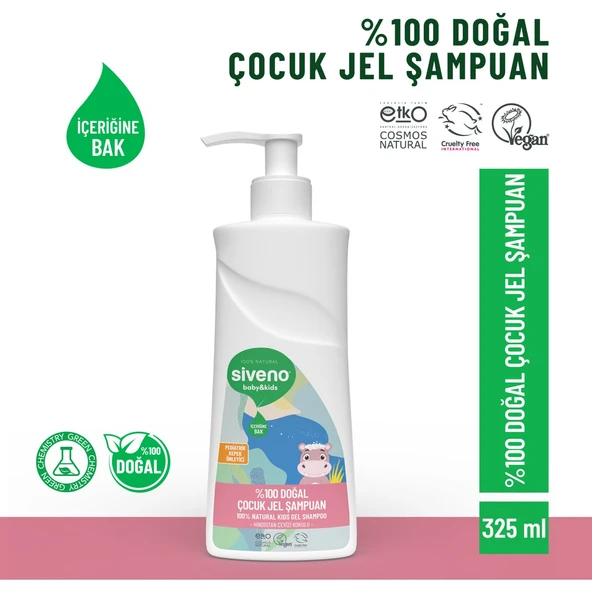 %100 Doğal Bebek Çocuk Jel Şampuanı Yenidoğan Saç Vücut Konak Önleyici 325 ml