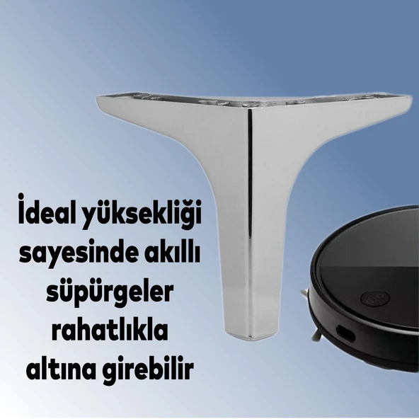 Mobilya Kanepe Sehpa TV Ünitesi Koltuk Ayağı 17 cm Parlak Krom Baza Ayak 4 Adet - 5