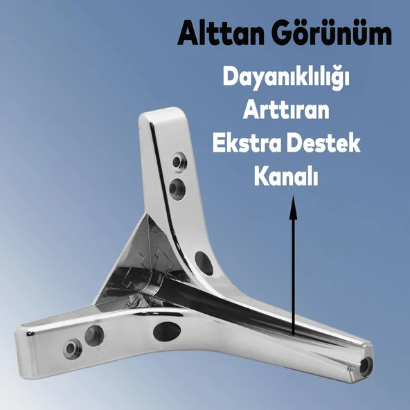 Mobilya Kanepe Sehpa TV Ünitesi Koltuk Ayağı 17 cm Parlak Krom Baza Ayak 4 Adet - 2